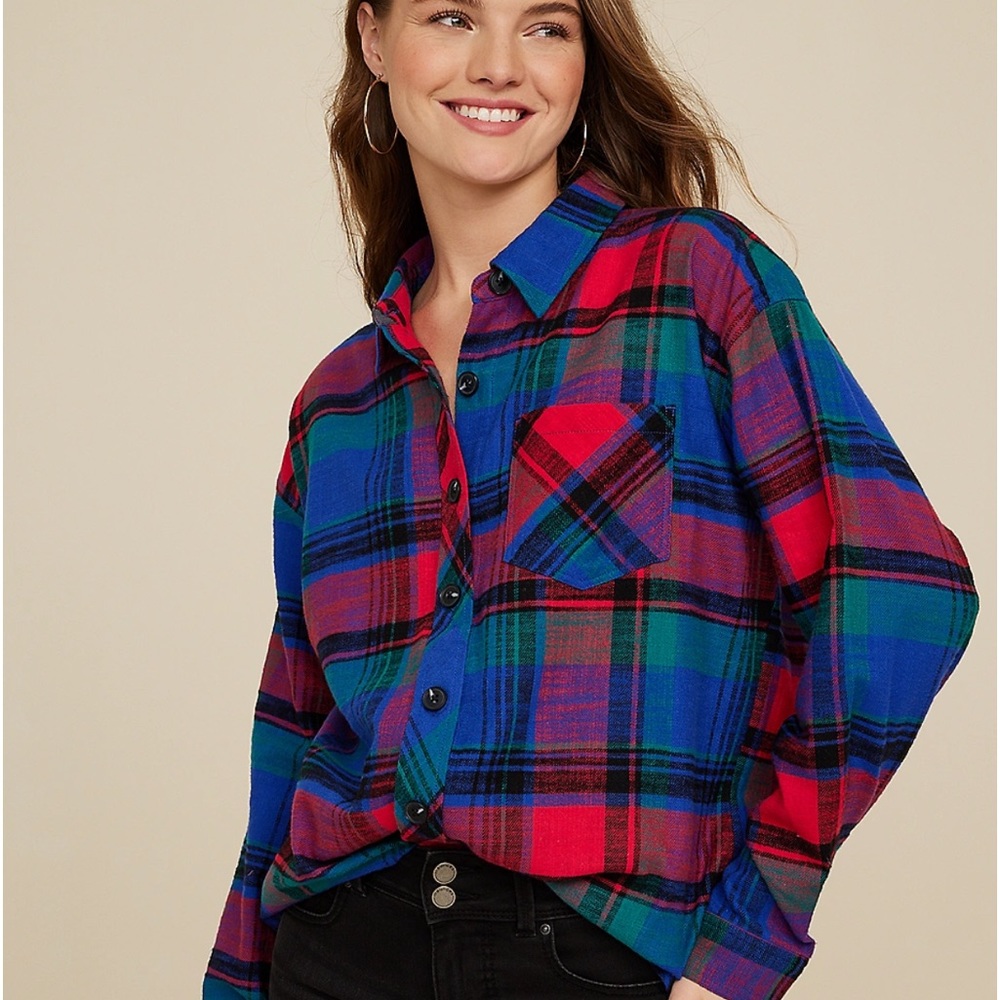 Cabin Plaid Boyfriend Tunic Shirt